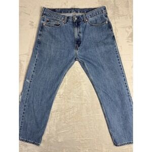 Levi's 505 Regular Fit Jeans W38 L29 Blue Denim Distressed Knee Men's Classic